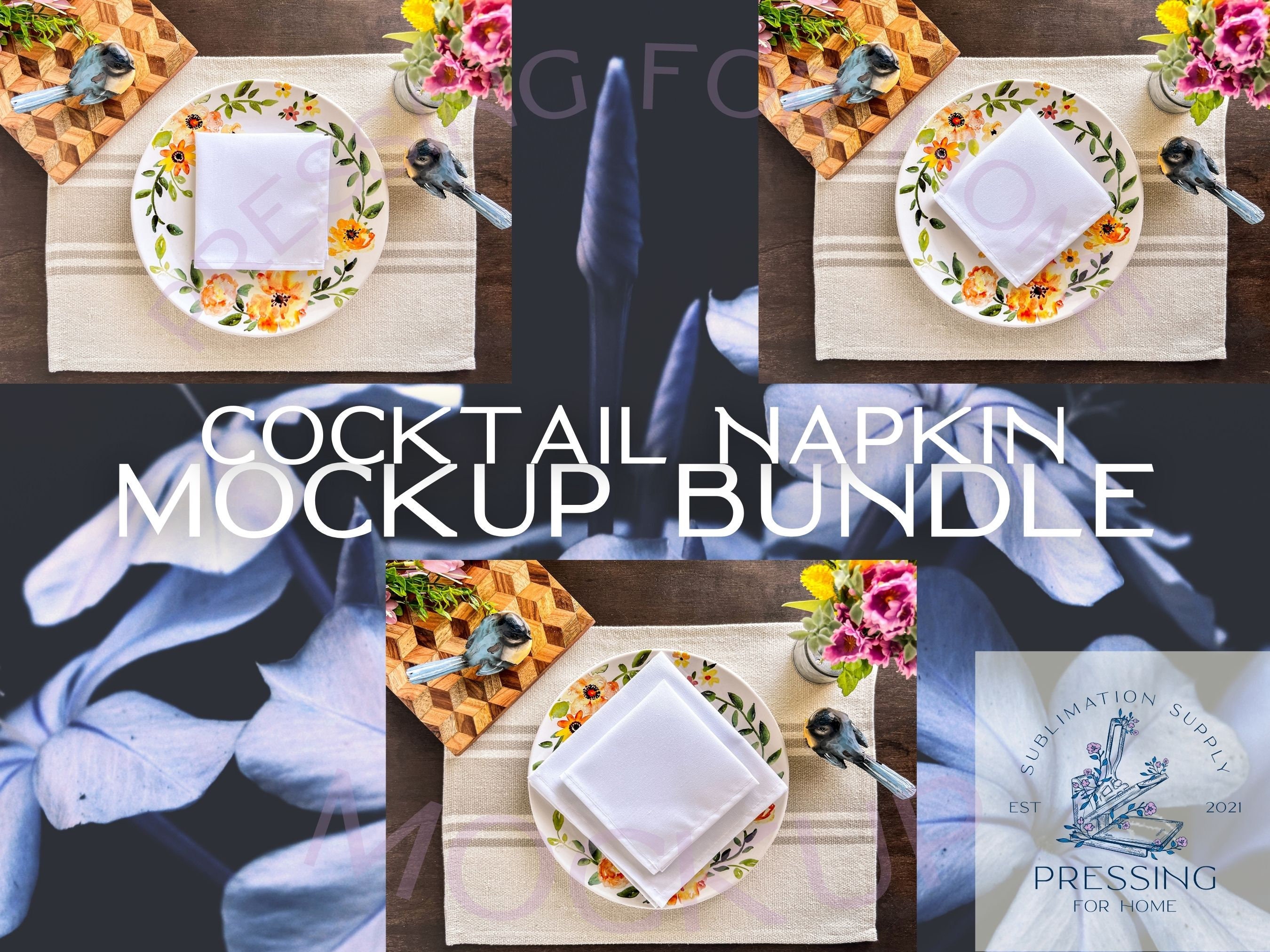 Napkin Mockup, White Napkin Mockup, Beverage/cocktail Napkin Mockup