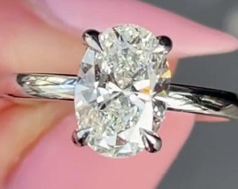1,5 CT klassieke ovaal geslepen Solitaire diamanten ring, prachtige verborgen Halo jubileumring, 925 sterling zilveren ring Moissanite ovale belofte ring