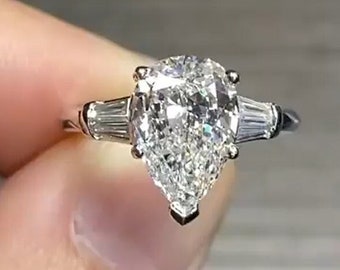 Custom order for Michele 4 Carat Center stone with triple side tapered standard shipping 925 Silver