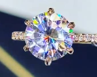 1.5 CT Round Halo Moissanite Engagement Ring, Halo Ring, Round Cut Moissanite Ring - Promise Ring - Wedding Ring - 14K White Gold Ring