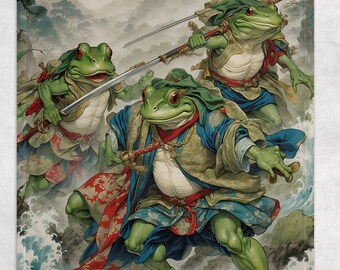 The Frogs Blanket Vintage Japanese Frog War Fleece Blanket: Frog Battle Folklore Dorm Decor, Japanese Décor