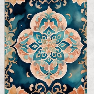 Persian Rug Style Fleece Blanket, Arabesque Pattern Throw Blankets, Middle Eastern Design, Abstract, Persian Art, Vintage