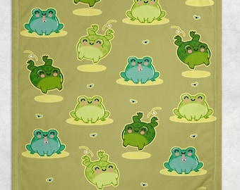 Frog Fleece Blanket, Cute Frog Throw Blanket