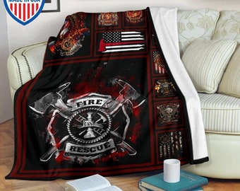 Firefighter Blanket Throw fire dept bedsheet gift fireman fire fighter bedding quilt gifts mom firefighter flag Firefighter IV Blanket