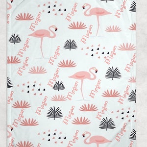 Flamingo personalized baby girl blanket, flamingo baby blanket, baby name blanket, personalized , baby shower gift, fleece blanket