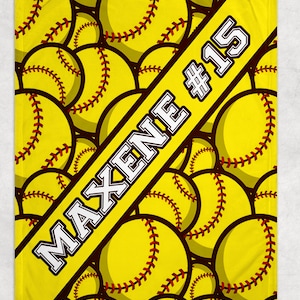 Softball Blanket - Personalized  Gift for Softball Players - Fan Gear - End of Year Team - Senior Awards