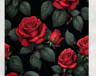 Midnight Rose Sherpa blanket, Dark Romance Decor, Gothic Rose Blanket, Dark Feminine Blanket