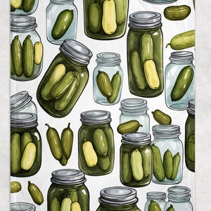 Pickle Jars Fleece Plush Blanket For Pickle Lovers, Throw Blanket with Jars of Pickles, Loved by Pickle Fans, Gift idea for Pickle Fans