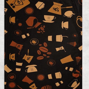 Fleece Blanket, “A Cup of Joy”, Coffee Lovers Throw, Coffee Cup, Coffee Beans