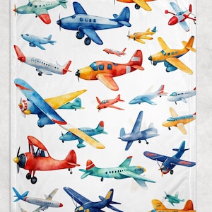 Airplanes Baby Boy Blanket, Baby Shower Gift