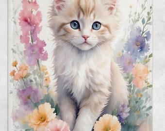 Kawaii Cat Fleece Blanket – Cute Pastel Throw, Cozy Blanket for Room Decor, Cat Lover Gift, Kawaii Bedding
