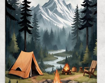 Camping Throw Blanket Outdoorsy Couple Gift for Nature Lover Family Camp Blanket Adventure Couple Keepsake
