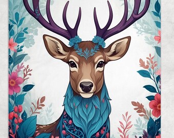 Nordic Christmas Reindeer Blanket, Scandinavian Christmas Gift, Holiday Home Decor, Winter Blanket, Modern Christmas Farmhouse Decoration