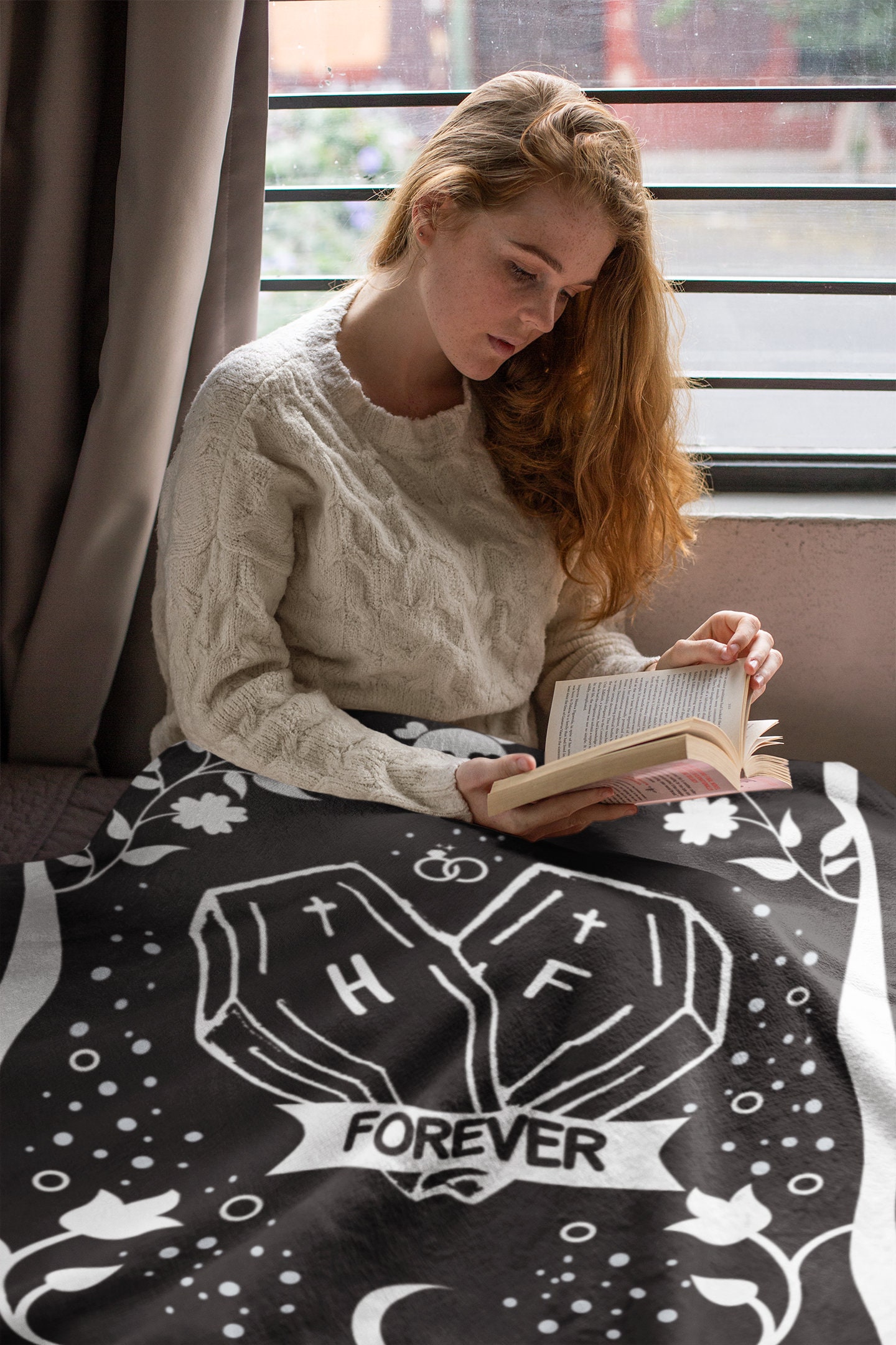 Personalisiertes Paar-Decke „Bis Der Tod Uns Scheidet“ – Gothic-Design Mit Skeletten, Wählbare Größe