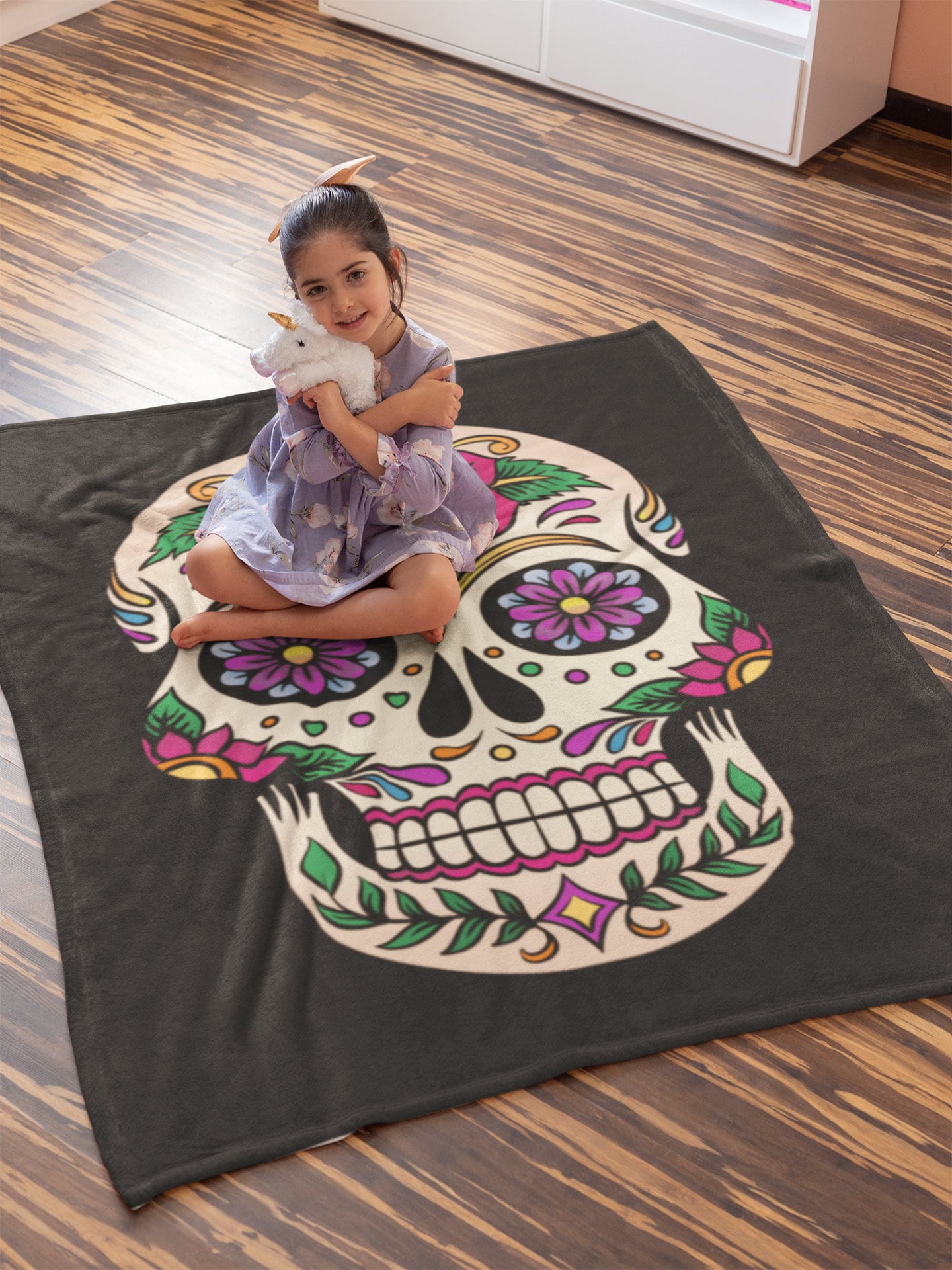 SOMABITO スカルデザイン フリースブランケット Amazon｜Gbuzozie フリースブランケット シュガースカル 死者の日 軽量