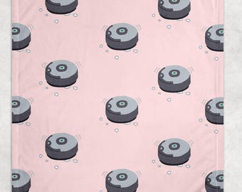 Cute Vacuum Cleaner Blanket for Toddler, Gift for Vacuum Obsessed Kids Throw, Funny Soft Baby Blankie, Cartoon Robot Vacuum Childrens Gift