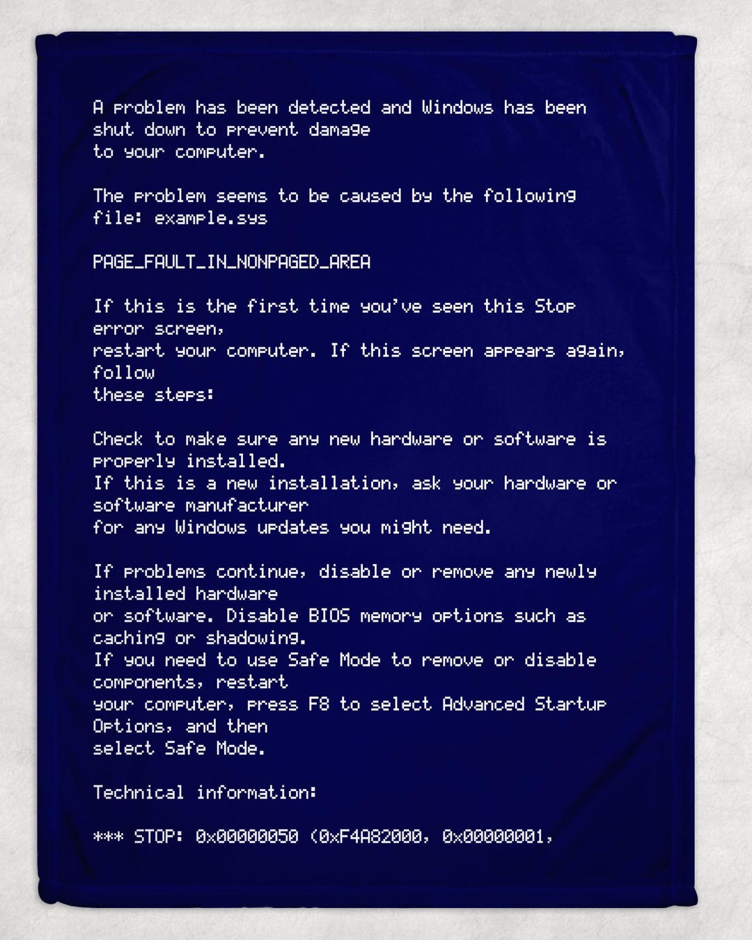Blue Screen of Death Plush Blanket, Fleece Blanket, Computer Themed ...