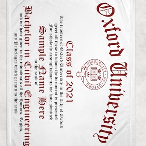 Impresión personalizada del diploma - Manta de lana / Regalo de graduación / Su diploma lo mantendrá caliente