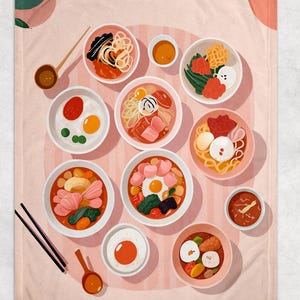 Korean Drama Food Blanket | In My K-Drama Era | Velveteen Plush Blanket | Soju | Korean Gift for Her | Kdrama Lover | Bestie Chingu Gift