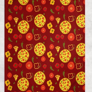 Pizza Fleece Blanket - Red and Yellow Home Decor - Throw For Living Room