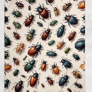 Fleece Beetle Blanket | Fleece Insect Throw Blanket | Bug Throw Blanket | Blanket Gift | Christmas Gift | Birthday Gift | Housewarming Gift