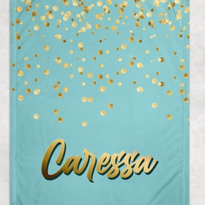 Sparkling Gold Personalized Blankets with Name for Boys Girls Adult