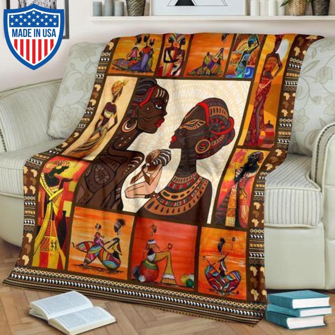 African Blanket Black Woman african culture Bedding Africa Etsy