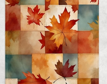Autumn Maple Leaf Blanket, Fleece Throw Blanket, Fall Decor Gift, Cozy Couch Throw, Rustic Boho Home Decor, Autumn Blanket