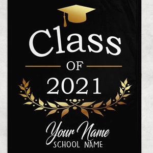Graduation Blanket, Personalized Throw Blanket, Senior Graduation Gift, Daughter Present, Custom Colors, High School Grad