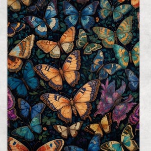Butterfly and Moth Multi-Color Fleece Blanket - Housewarming Gift - Bohemian Colorful Home Décor