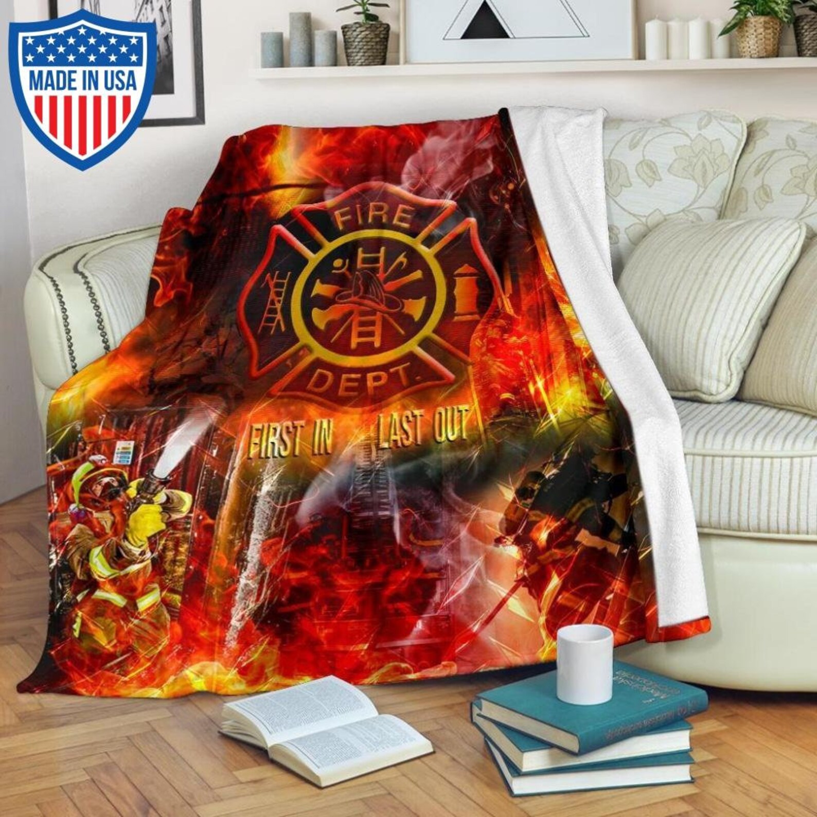 Firefighter Blanket Throw fire dept bedsheet gift fireman fire Etsy