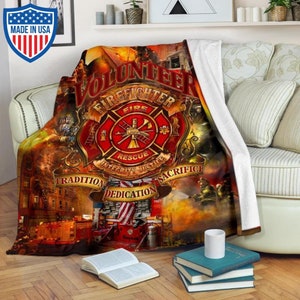 Firefighter Blanket Throw fire dept bedsheet gift fireman fire fighter bedding quilt gifts mom firefighter flag Firefighter Blanket LXXIV