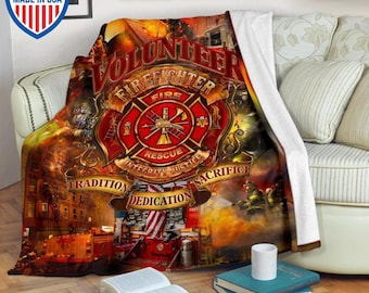 Firefighter Blanket Throw fire dept bedsheet gift fireman fire fighter bedding quilt gifts mom firefighter flag Firefighter Blanket LXXIV