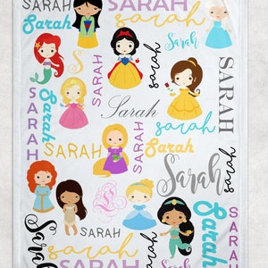 Personalized Princess Baby Blanket - Custom Princess Baby Blanket - Personalized Princess Name Blanket Personalized Girl Baby Blanket