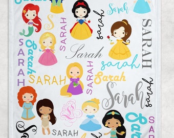 Personalized Princess Baby Blanket - Custom Princess Baby Blanket - Personalized Princess Name Blanket Personalized Girl Baby Blanket