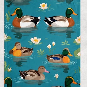 Mallard Duck Nursery Fleece Blanket Boy Custom Name Toddler Blanket Duck Hunting Nursery Decor Kid Blanket Hunter Green Blanket