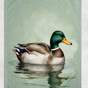 Mallard Duck Nursery Fleece Blanket Boy Custom Name Toddler Blanket Duck Hunting Nursery Decor Kid Blanket Hunter Green Blanket