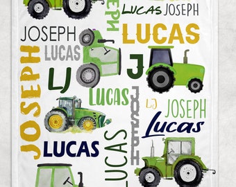 Personalized Tractor Blanket - Farm Baby Blanket - Farmer Personalized Baby Blanket - Custom Baby Blanket - Personalized Name Blanket