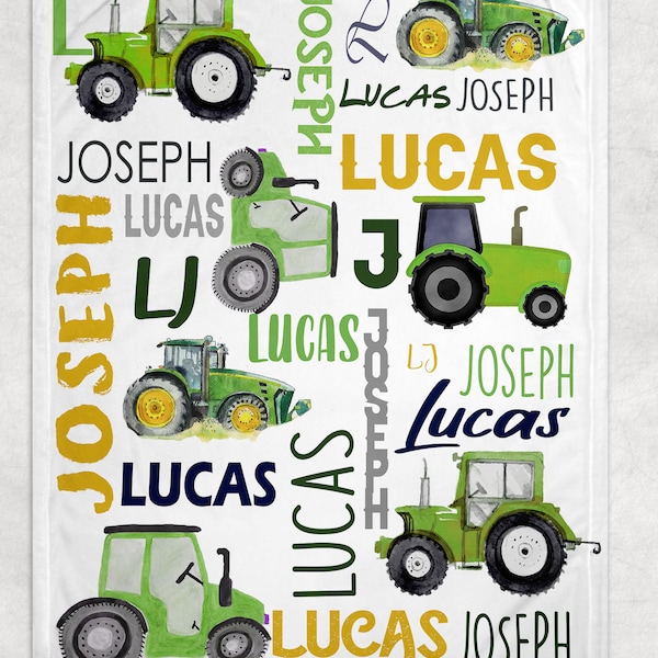 Personalized Tractor Blanket - Farm Baby Blanket - Farmer Personalized Baby Blanket - Custom Baby Blanket - Personalized Name Blanket