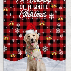 Personalizado Estoy soñando con un Golden Retriever Blanco de Navidad / Mantas de lana / Regalos para los amantes de los perros / Regalos para los amantes de las mascotas