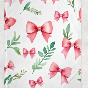 Pink Bow Baby Girl Blanket Baby Shower Gift For Baby Girl Pink Bow Nursery Decor Nursery Theme Baby Girl