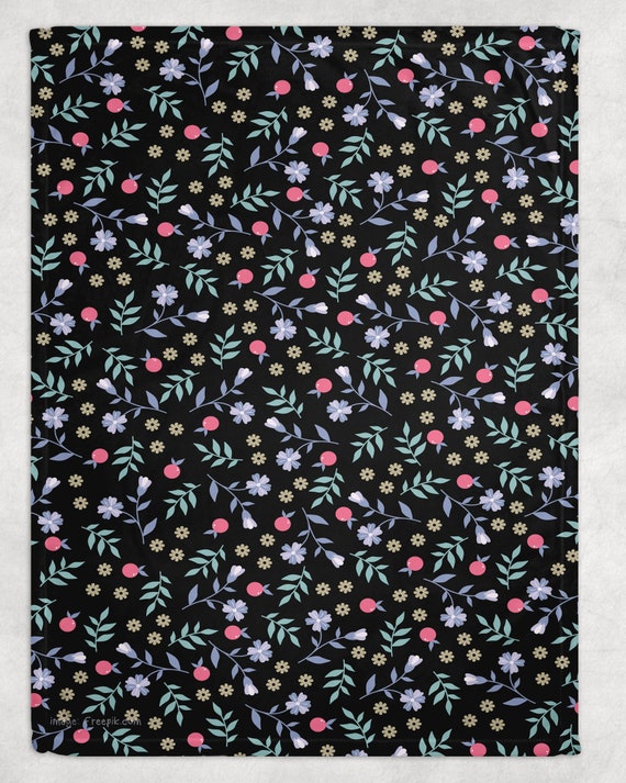 Black floral throw sale