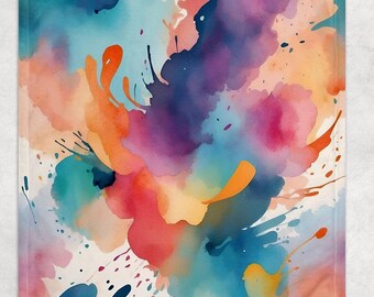 Abstract Multicolor fleece Blanket - Modern Artistic, Cottagecore