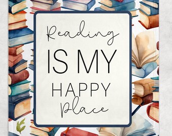 Reading Is My Happy Place Blanket, Book Blanket, Reading Blanket, Book Lover Gift, Books Reading Blanket, Reading Lover Gift
