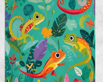 Lizard Blankets for Kids,  Gecko Gift for Boy Reptile Print blanket with Your Name Gifts for the Reptile Blanket for Toddler Christmas