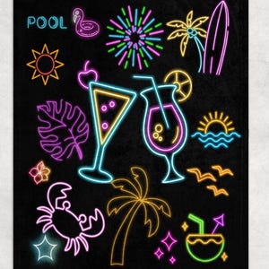 Neon Summer Fleece Blanket, Retro Tropical Vibes Throw, 80s Pop Art Decor, Vintage Motel Style Bedding, Vibrant Beach Blanket