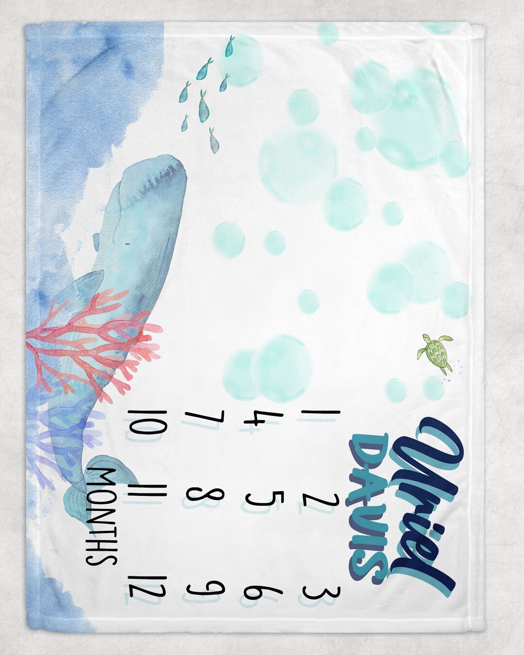 Under the Sea Baby Milestone Blanket, Whale Baby Blanket, Ocean Nursery ...