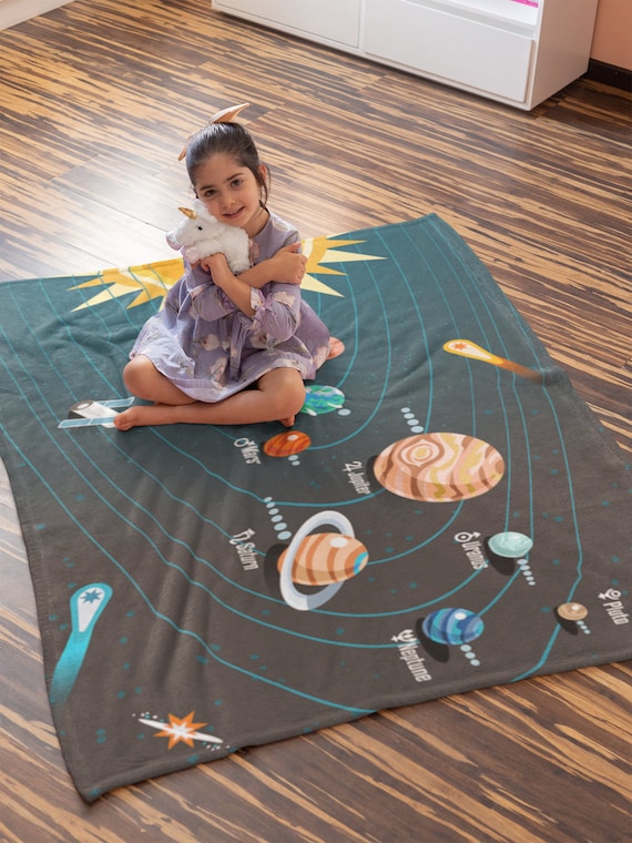 Personalized Solar System Name Blanket Space Blanket for Kids