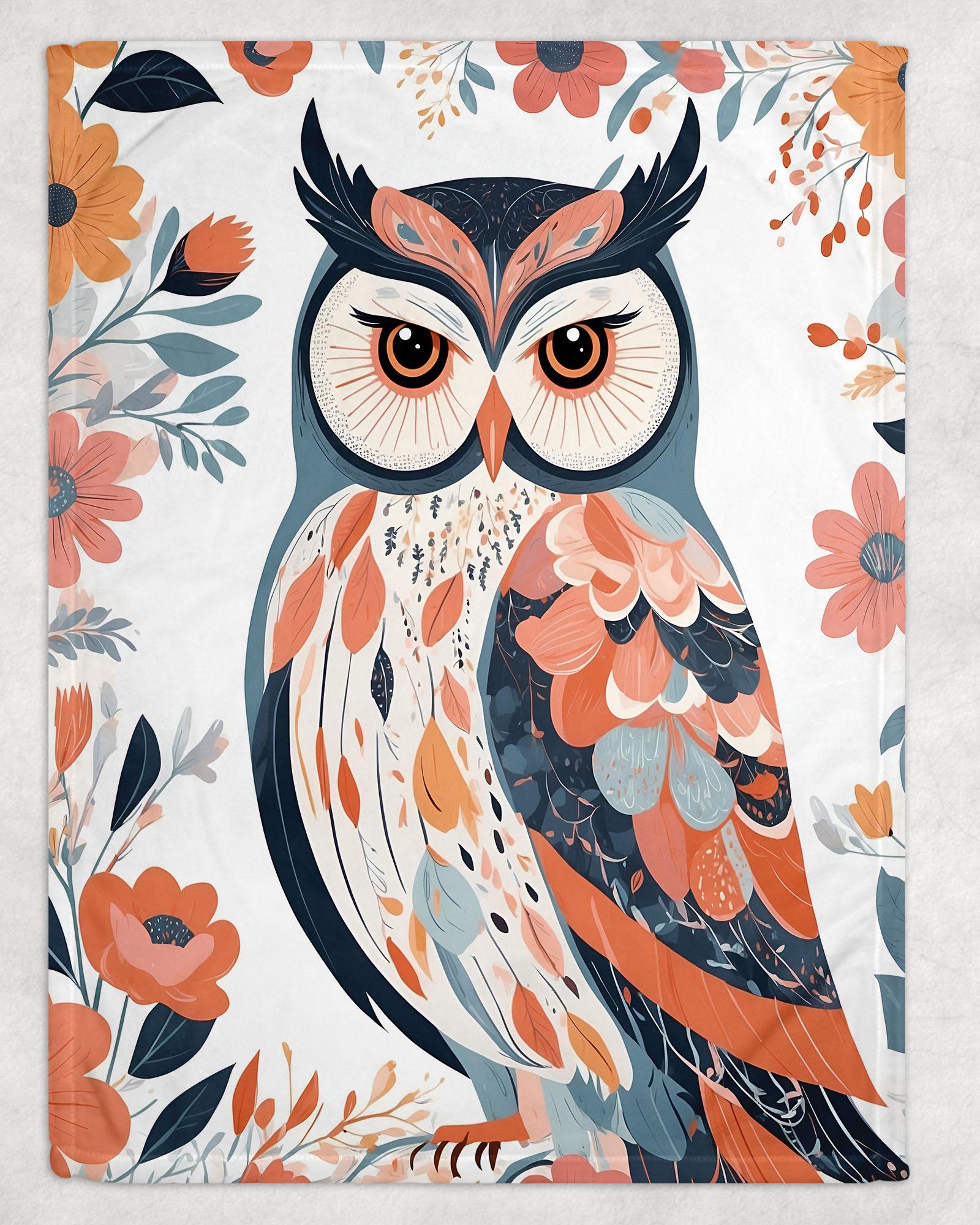 Woodland Owl Fleece Blanket - Nature Blanket, Cottage Core Home Decor, Cozy Sofa Throw, Owl Lover Gi