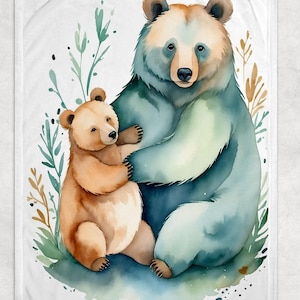 Mama Bär Fleece-Decke | Mama Geschenk von Kindern Benutzerdefinierte Mama Bär Cubs Cottagecore Familie werfen Mama